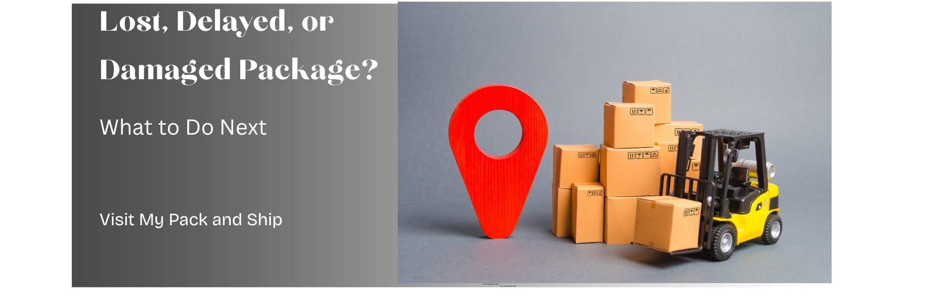 Header banner for lost, delayed, rerouted, or damaged package guide